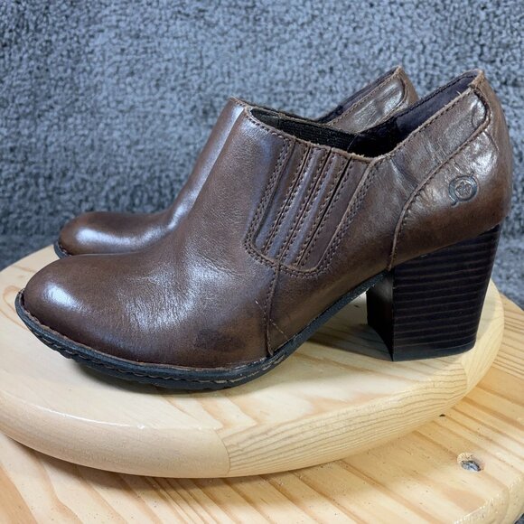 Born Shoes - Born Shoes Breckin Ankle Pump Womens Size 8.5 Brown Leather Slip On Booties